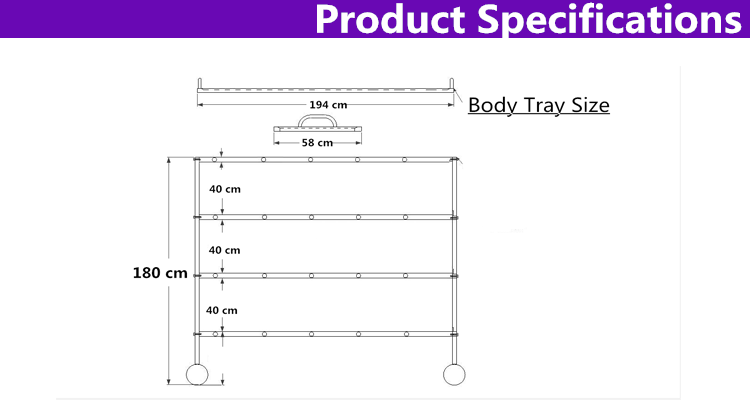 mortuary racks size 