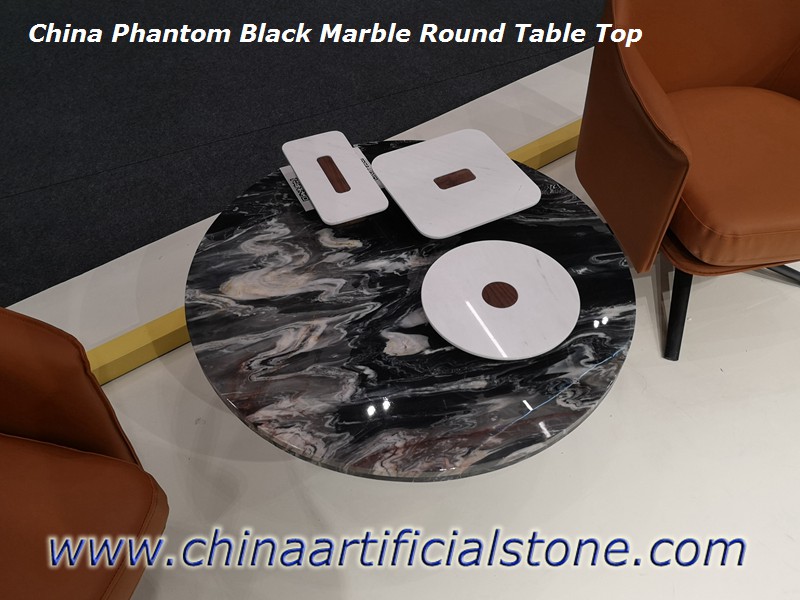 China Black With White Vein Marble Round Table Tops China Black With White Vein Marble Round Table Tops