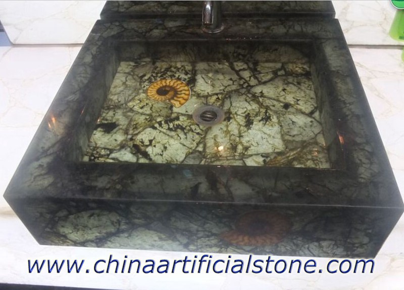 Labradorite backlit vanity top