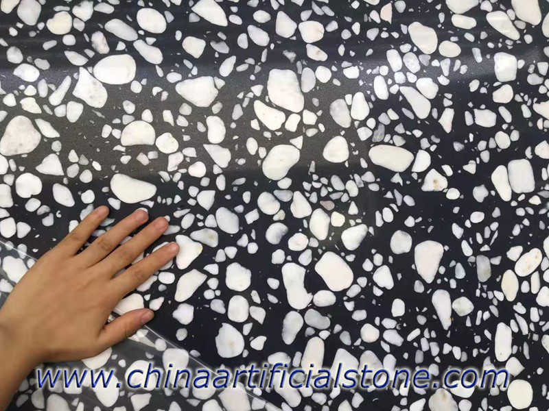 White Cobble Black Terrazzo Tiles