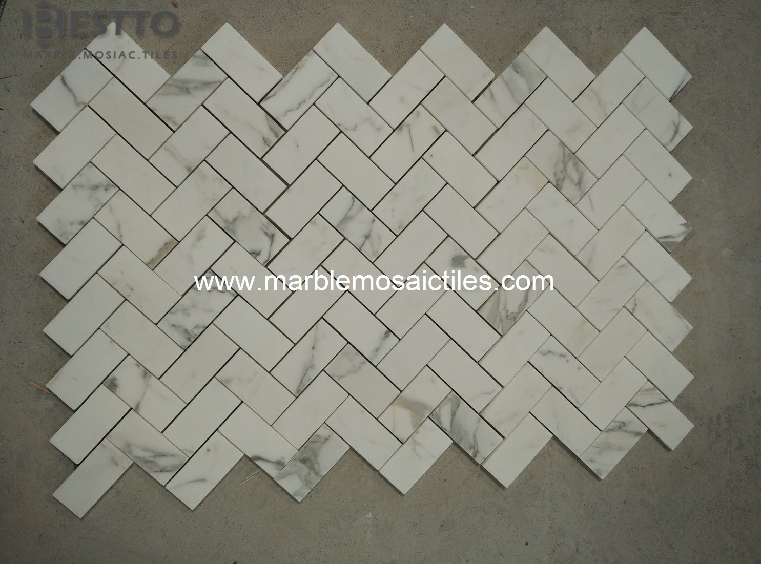 Calacatta Herringbone Mosaic