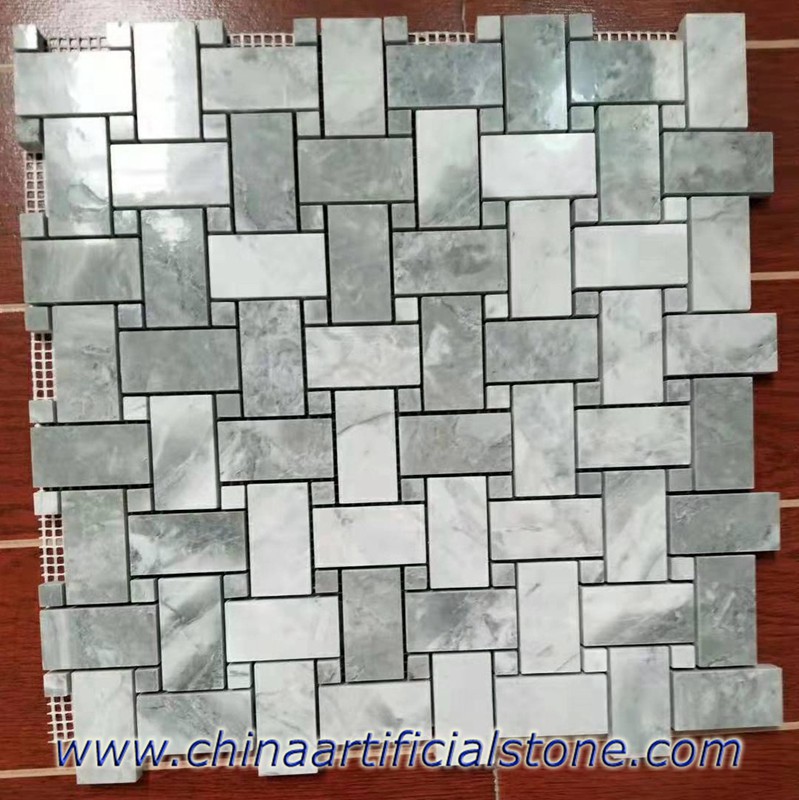 Super White Quartzite Basketweave Mosaics Tile Super White Quartzite Basketweave Mosaics Tile