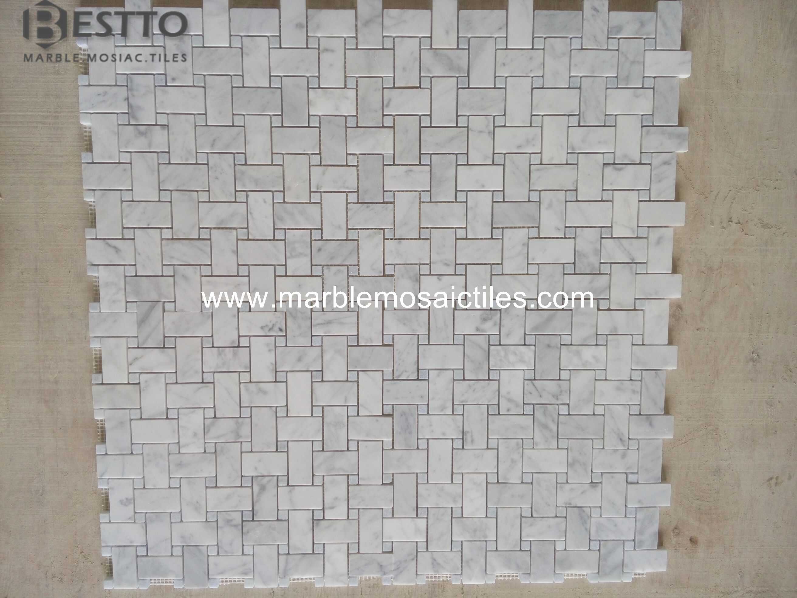 Basket weave mosaic Carrara White Basket weave mosaic Carrara White