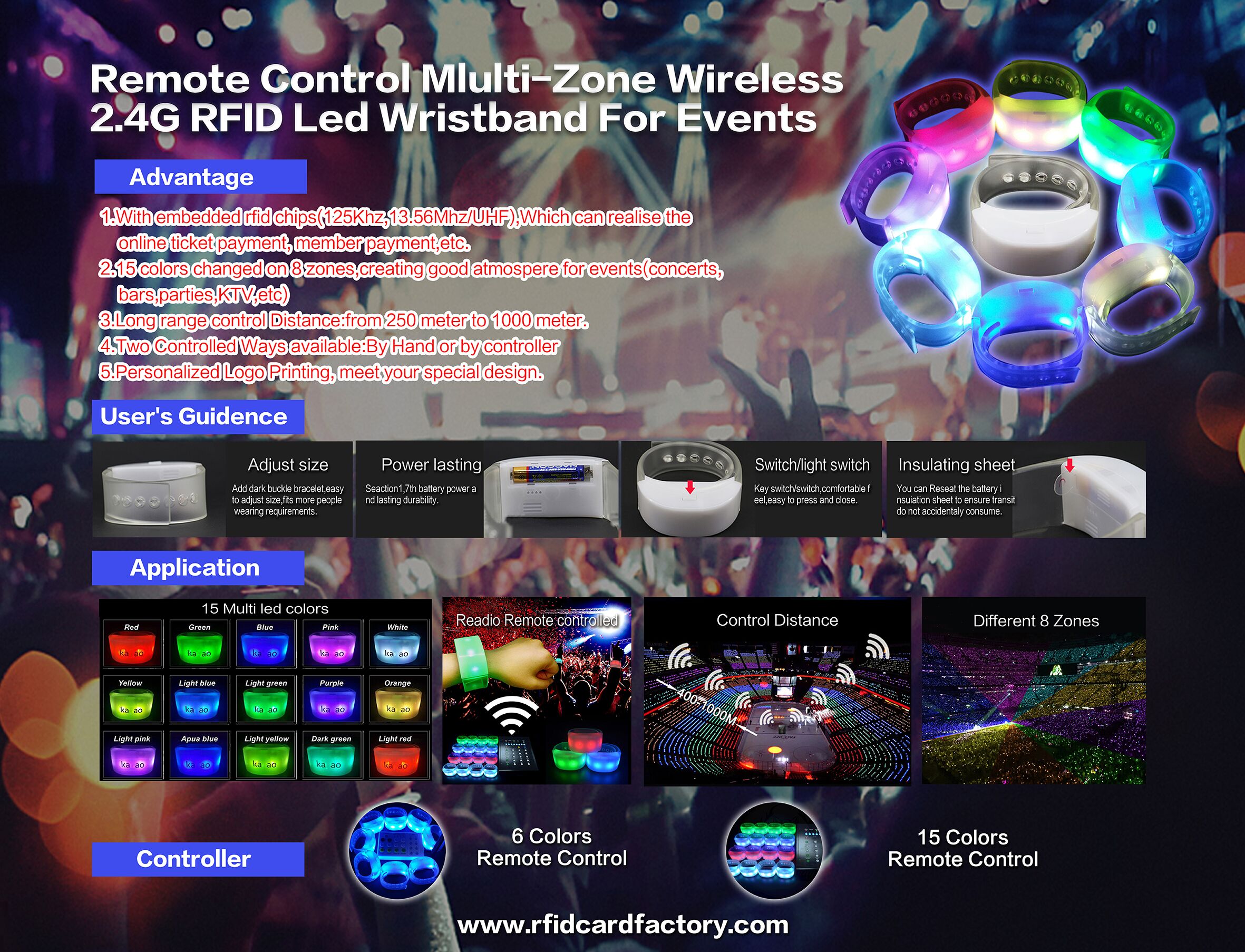 remote control rfid led wristband