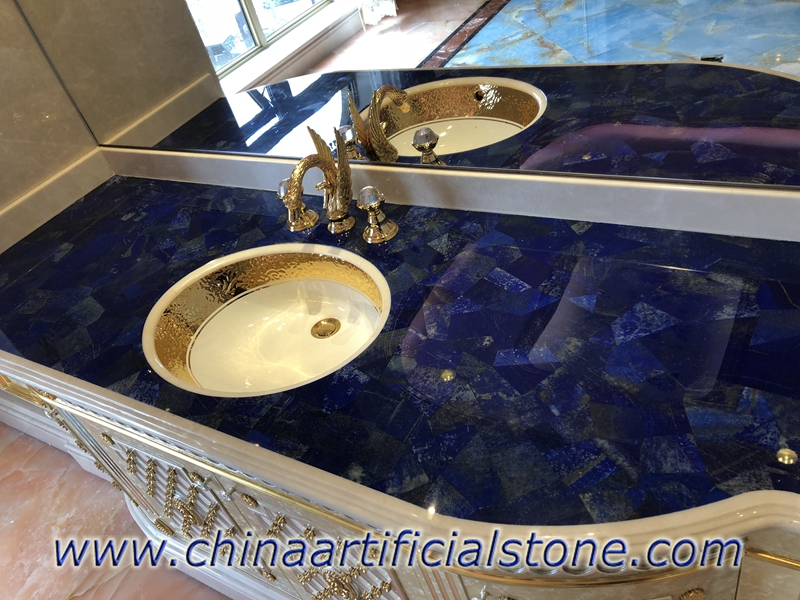 Lapis Lazuli Gemstone Cross Cut Vanity Tops, Lapis Lazuli Gemstone Cross Cut Vanity Tops,