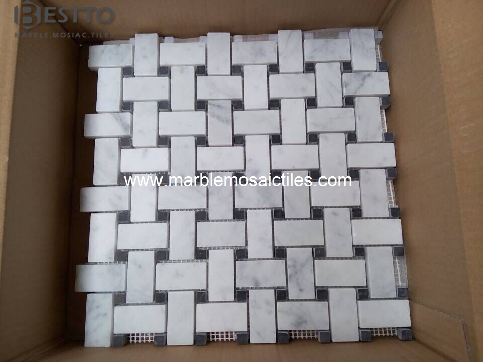 Carrara Basket weave Mosaic Carrara Basket weave Mosaic