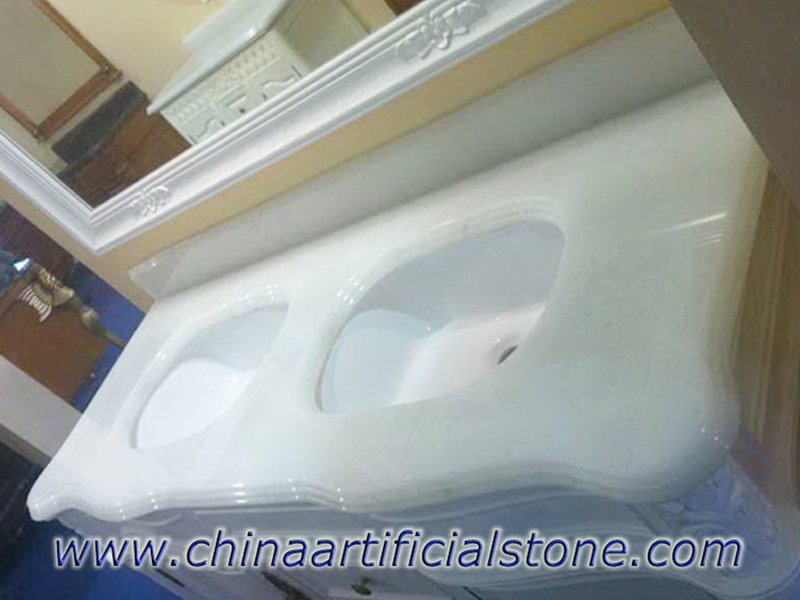 Pearl White Recycled Magna Glass Surface vanity tops