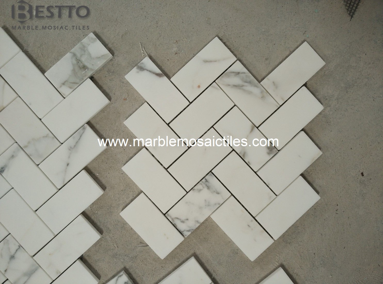 Calacatta Herringbone Mosaic