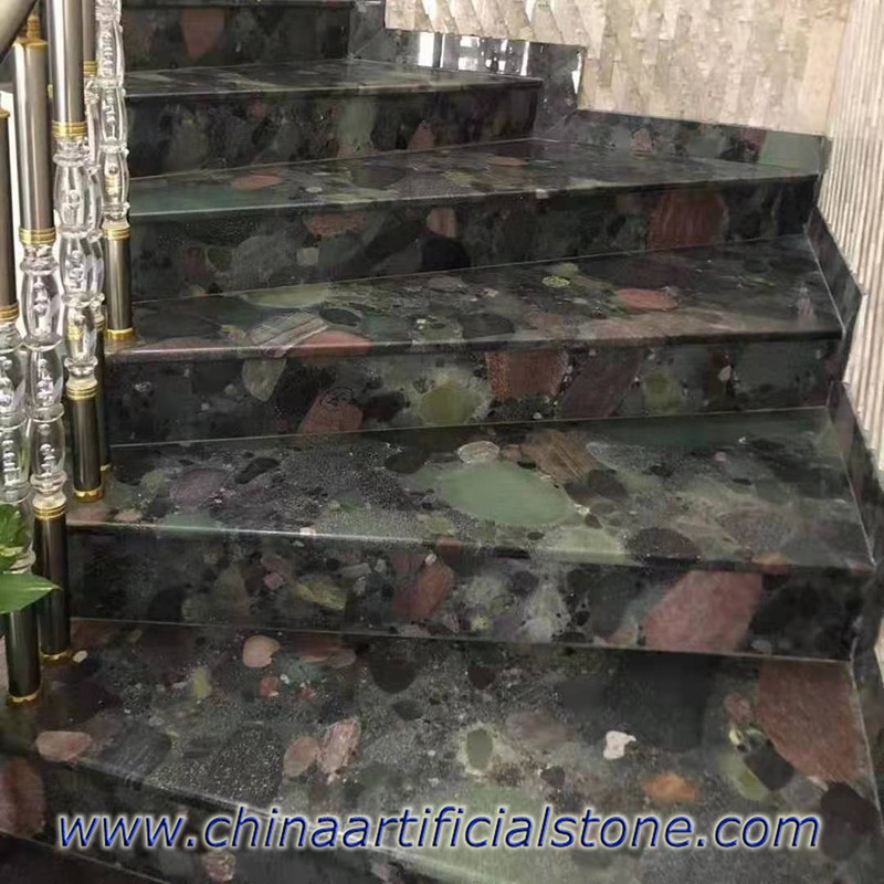 Green Pebble Granite treads