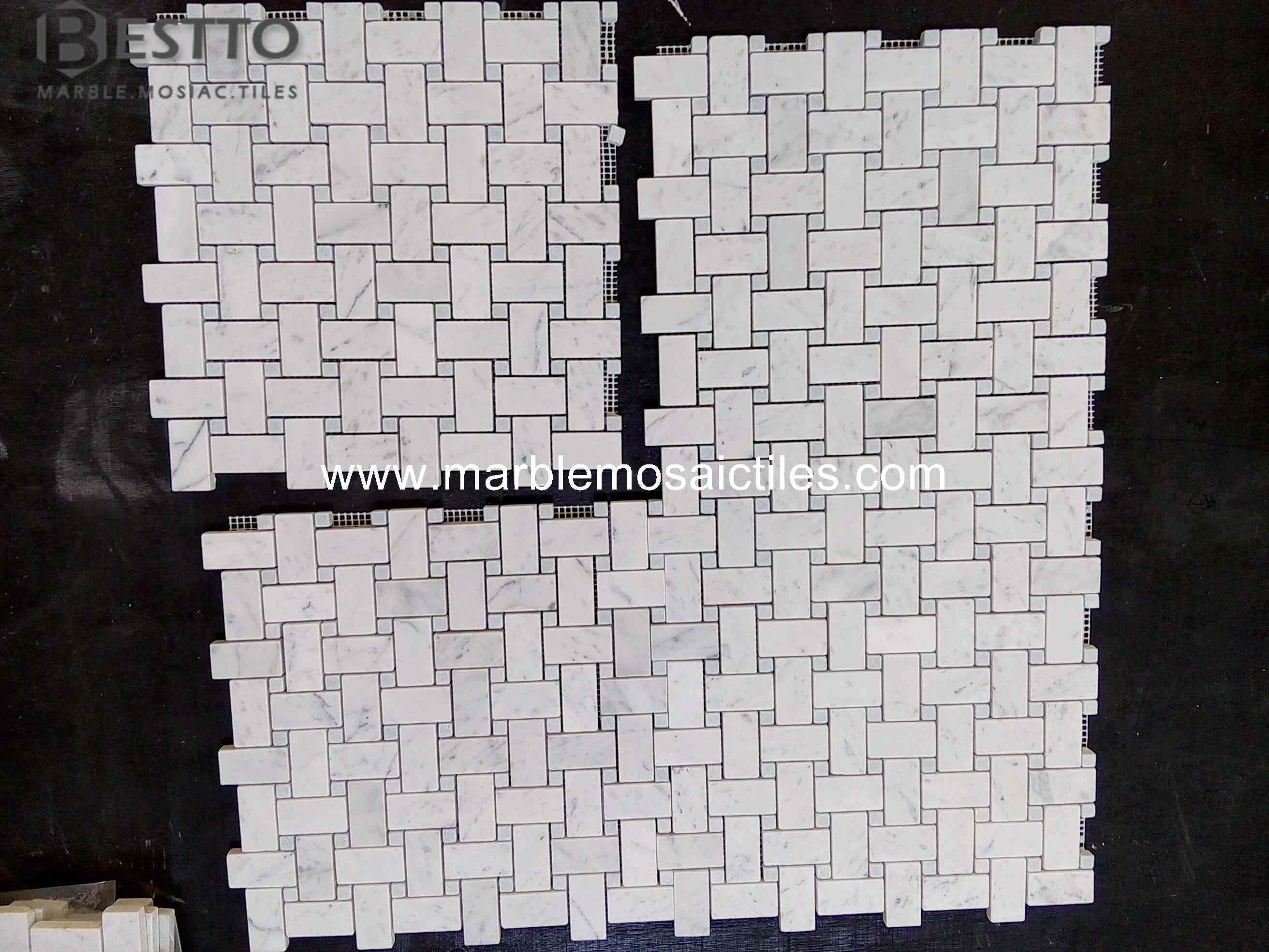 Basket weave mosaic Carrara White Basket weave mosaic Carrara White