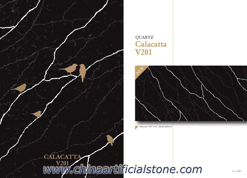 Calacatta Black Quartz Slab