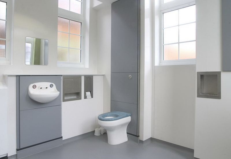 recessed washroom soap shelf