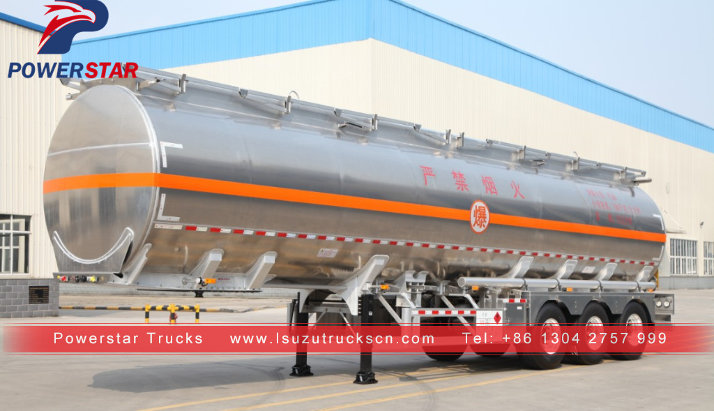 Powerstar brand 45cbm 50cbm Aluminum alloy liquid tank semi trailer