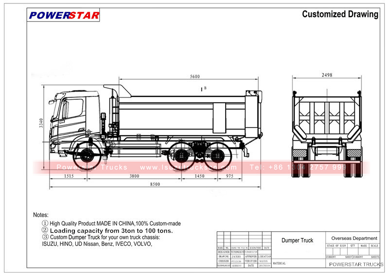 GAC Hino heavy duty dumper Hyva Hydraulic Tipper Dump Truck