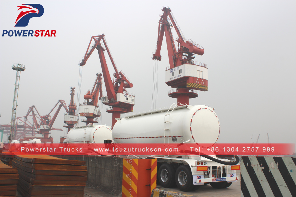 40 cbm bulk cement tank trailer Powerstar dry powder goods tanker trailer for sale 40 cbm bulk cement tank trailer Powerstar dry powder goods tanker trailer for sale
