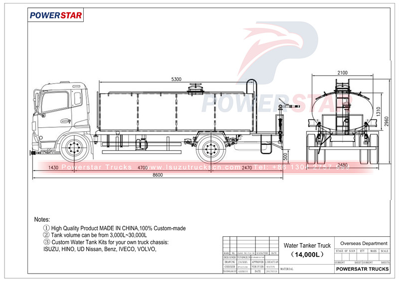 technical drawing for Water Bowser Isuzu FTR 3000 Gallon (14000 Liters) technical drawing for Water Bowser Isuzu FTR 3000 Gallon (14000 Liters)
