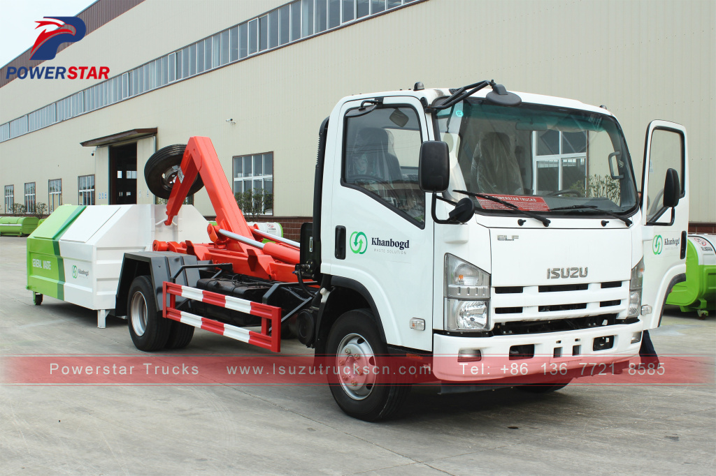Mongolia 8tons Isuzu Rearloader hooklift waste collector truck for sale Mongolia 8tons Isuzu Rearloader hooklift waste collector truck for sale