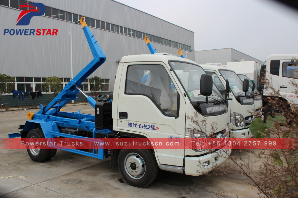 FOTON forland mini hook lift garbage truck for Caribbean sea area customers FOTON forland mini hook lift garbage truck for Caribbean sea area customers