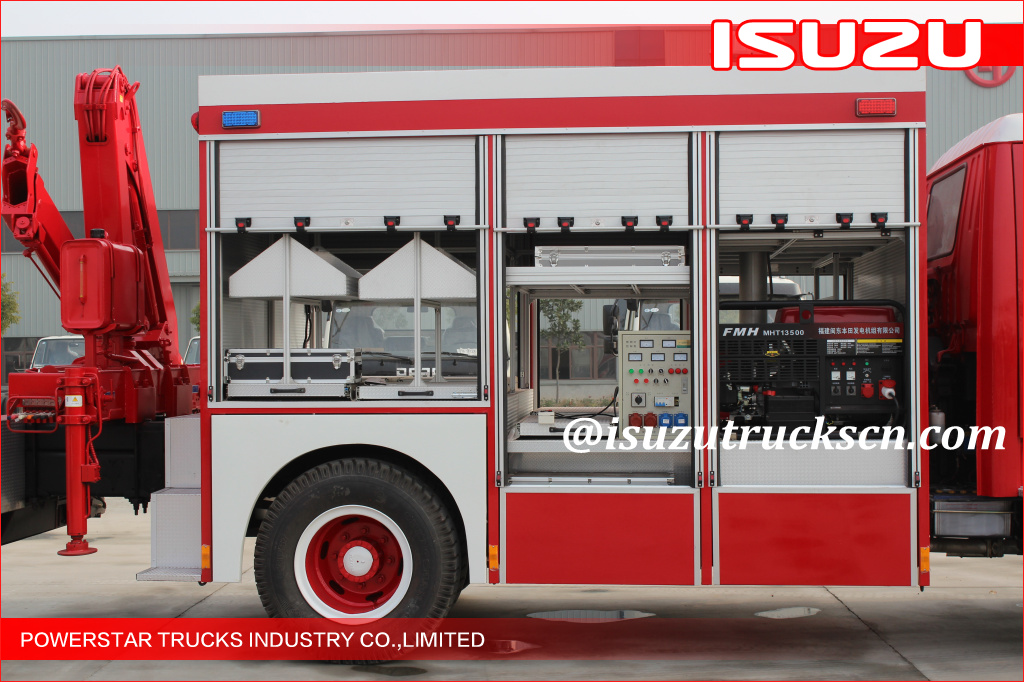 2015 Isuzu Lighting Emergency Rescue Vehicle Fire Truck with Truck Crane 