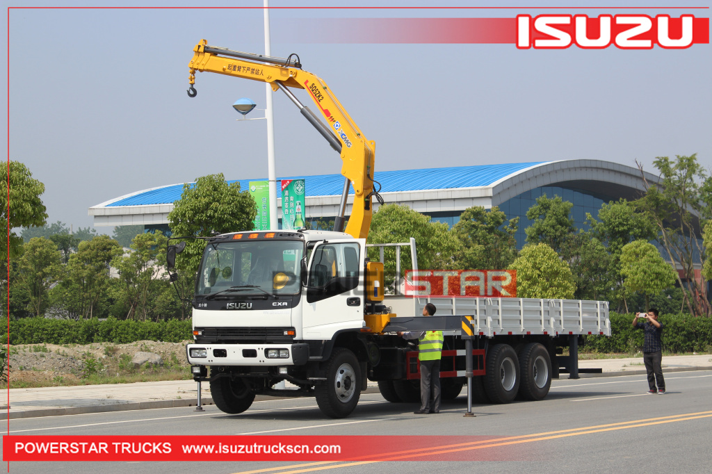 Custom Isuzu FVZ heavy duty Cargo truck with folding boom crane Custom Isuzu FVZ heavy duty Cargo truck with folding boom crane