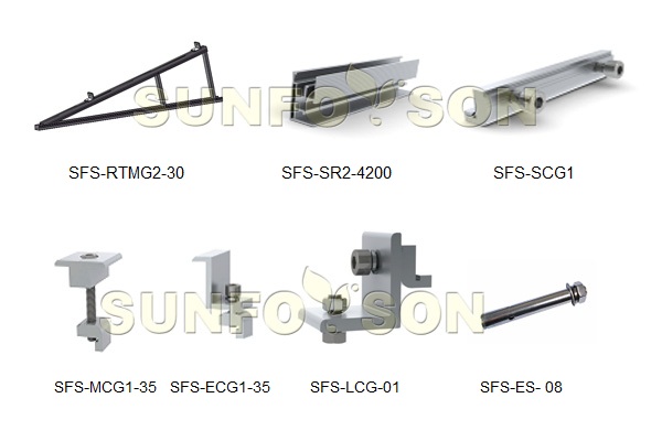 double rows flat roof triangular mounting 