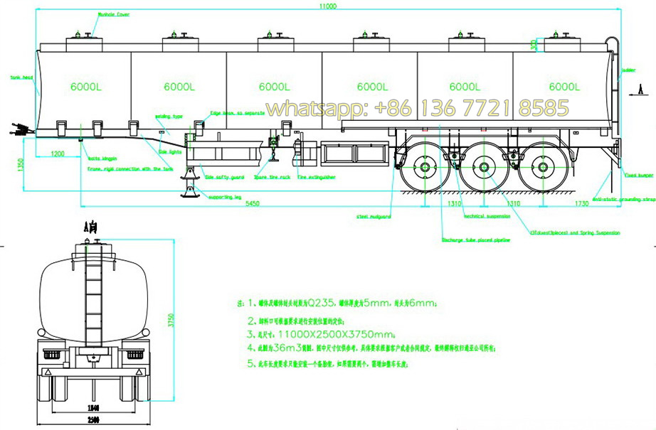 Basic drawing of 35,000L Fuel Tank Trailer Basic drawing of 35,000L Fuel Tank Trailer