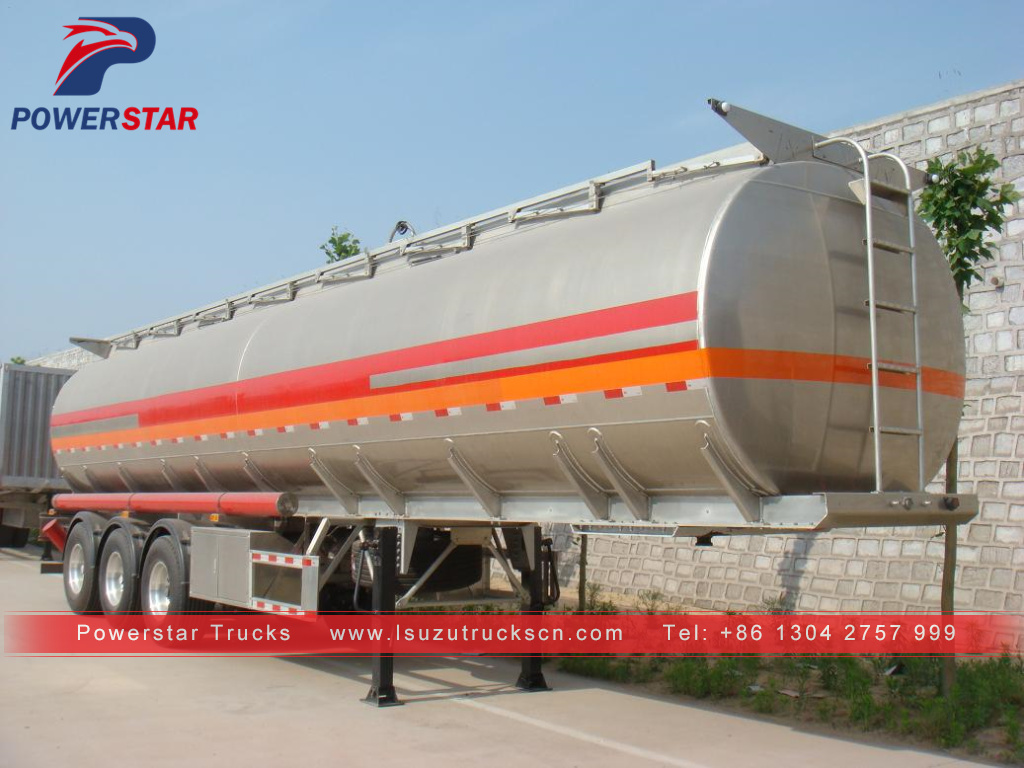 Powerstar brand 45cbm 50cbm Aluminum alloy liquid tank semi trailer