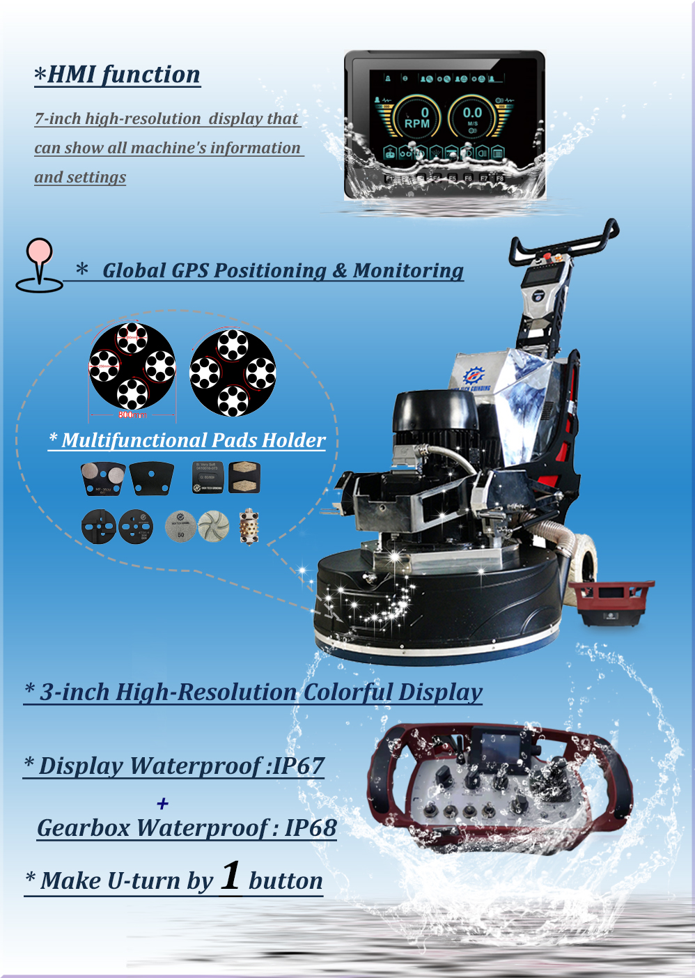 AI Intelligent Diamond Floor Grinder for polishing concrete