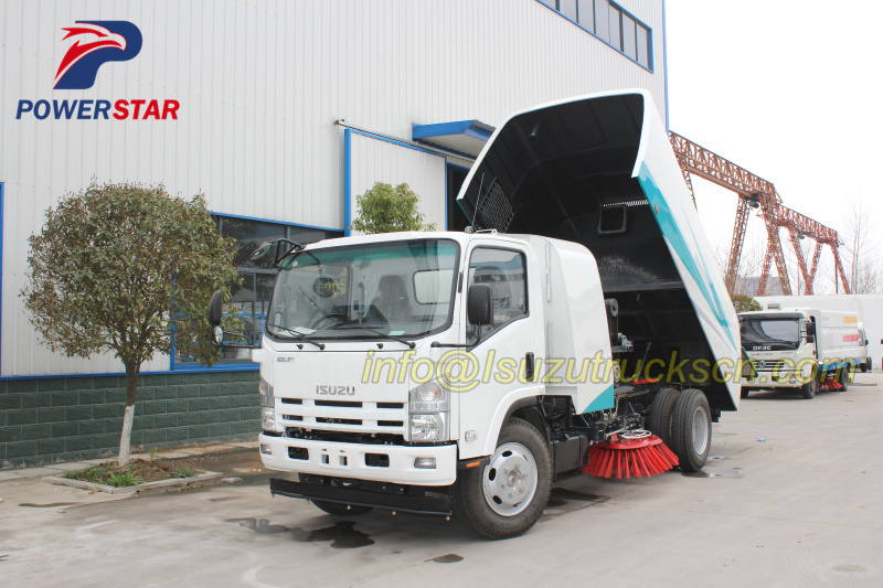 Japanese brand High performance road sweeping vehicle Isuzu NPR with 10cbm pictures