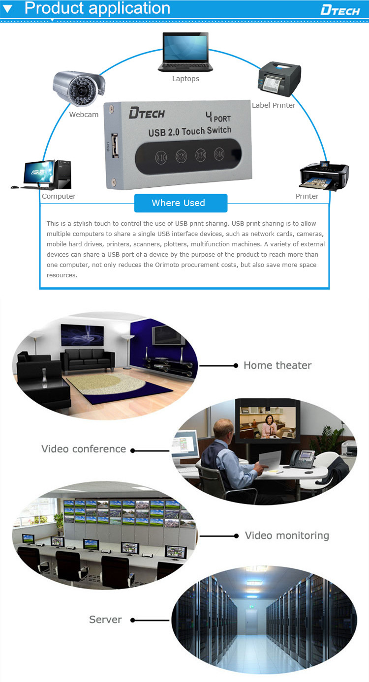 DT-8321 USB manual sharing printing switcher 4 ports