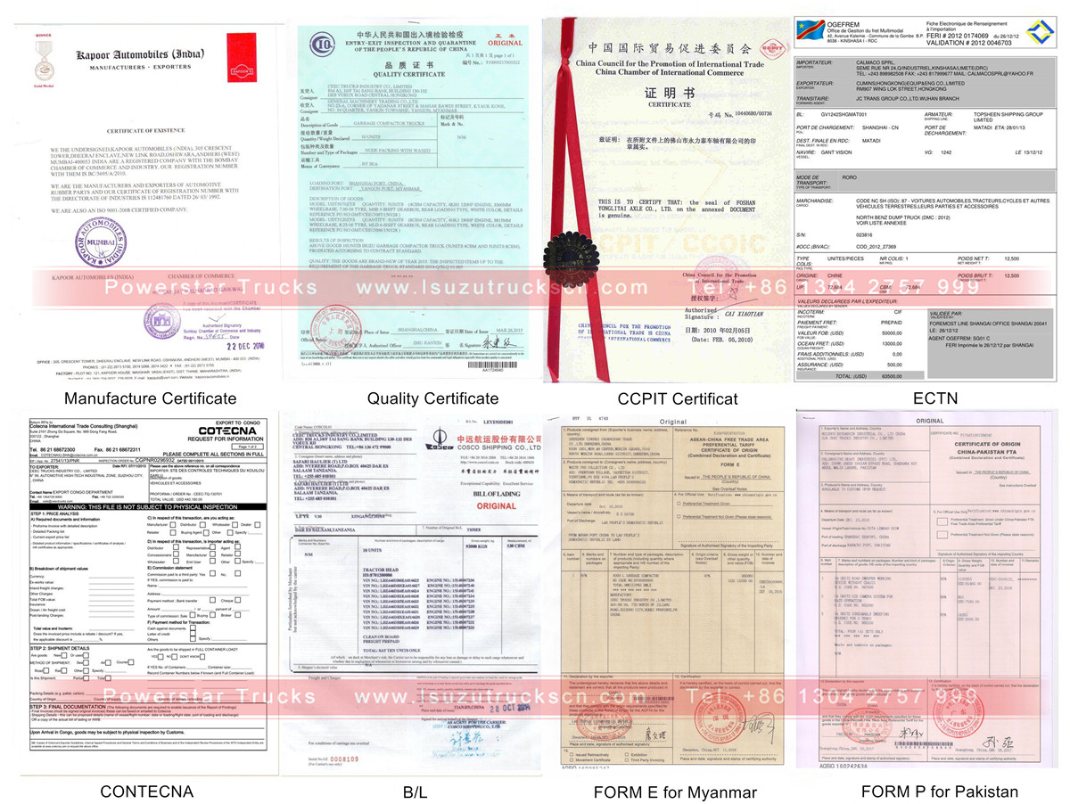 POWERSTAR TRUCKS EXPORT DOCUMETNS FOR ISUZU TRUCKS POWERSTAR TRUCKS EXPORT DOCUMETNS FOR ISUZU TRUCKS