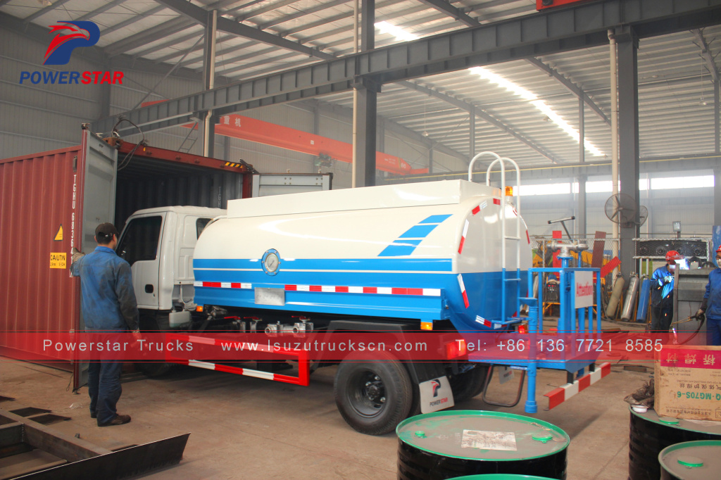 Philippines 5cbm Isuzu green water spray tanker truck for sale Philippines 5cbm Isuzu green water spray tanker truck for sale