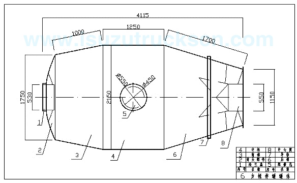 6cbm Myanmar Japanese Isuzu Chassis 6x4 Mixer trucks drawing