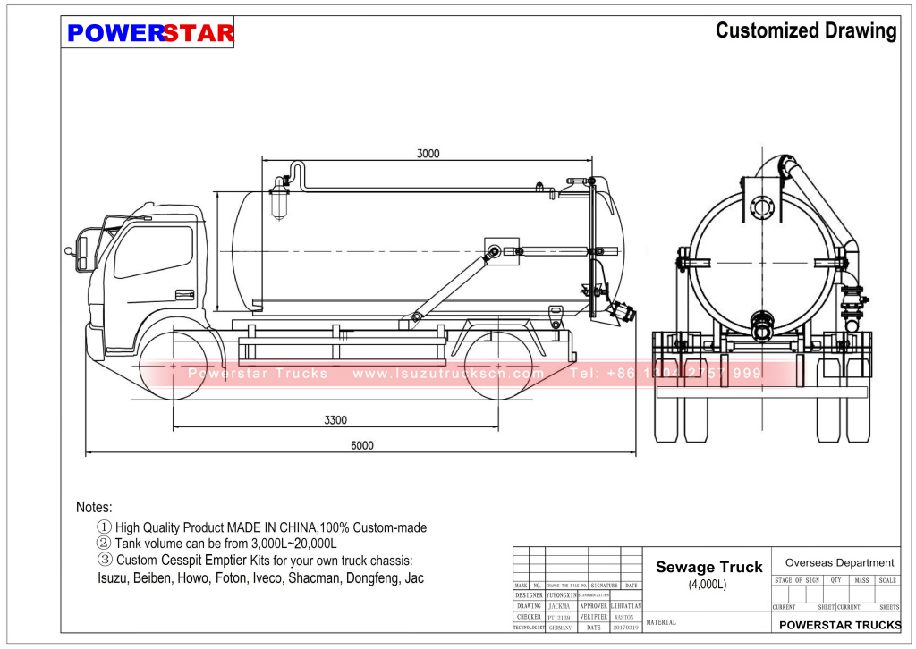 Sewage tank truck Isuzu vacuum truck for sale