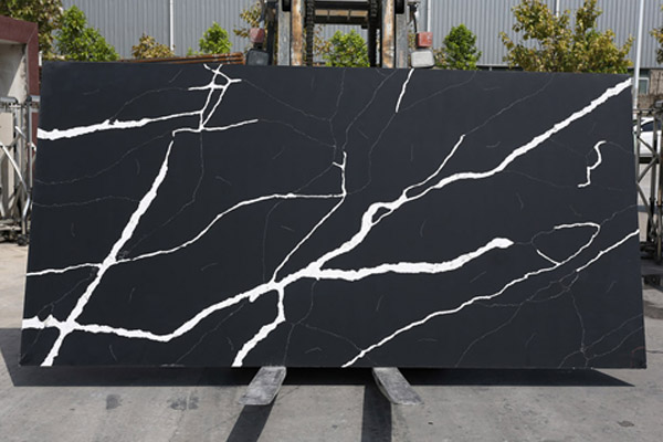 calacatta black engineered quartz slab 