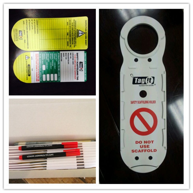 Plastic scaffold tag for packing