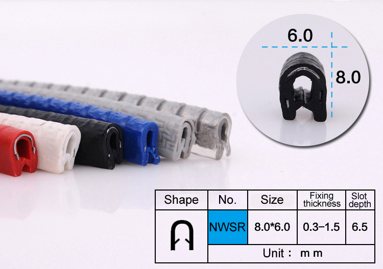 Rubber edge for sheet metal seal strip