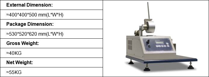 dimensions of Velcro Closing Tester GT-K20