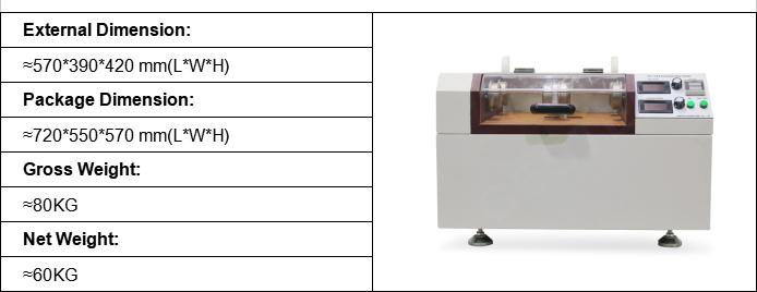 Size of Crumple Flex Tester