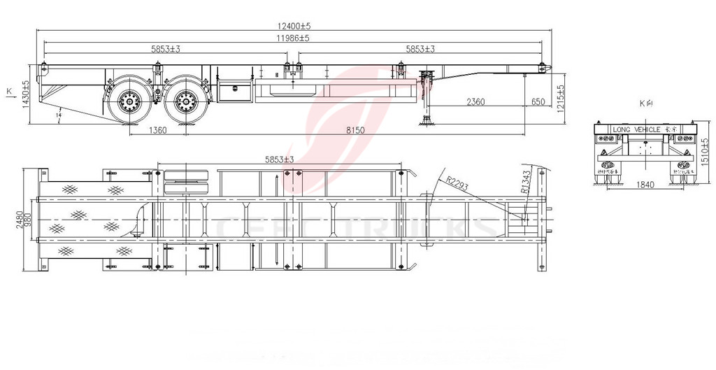 2 axle 40T bogie suspension trailer 2 axle 40T bogie suspension trailer
