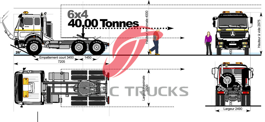 beiben 6x4 tractor trucks drawing