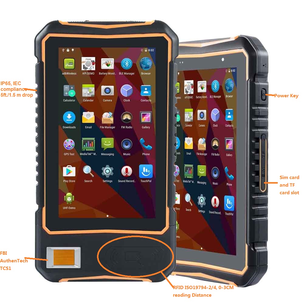 Rugged tablet with fingerprint reader 