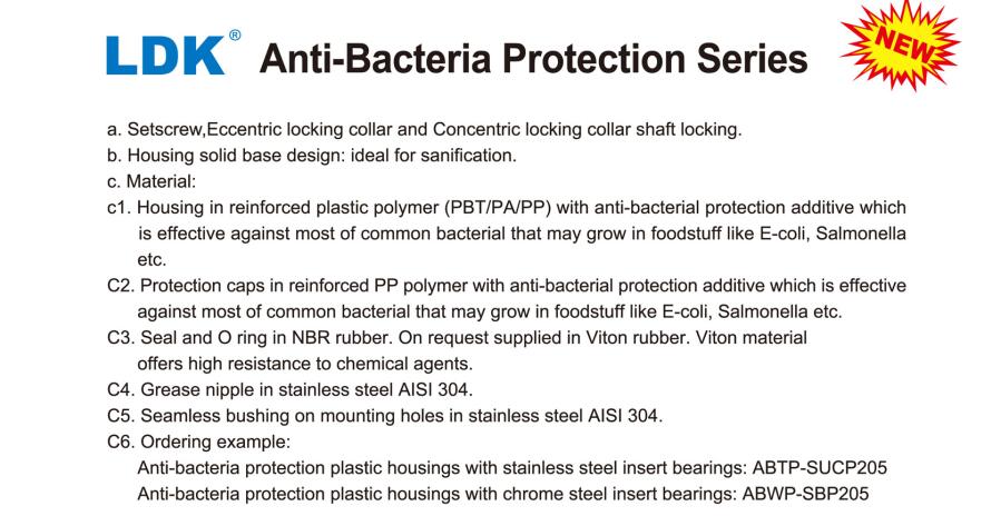 Anti-Bacteria Plastic Bearing Housings ABTP-P205