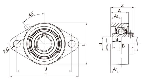 UCFLX08 2-Bolt Flange Bearing housing