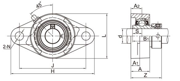 2-Bolt Flange Bearing NAFLU207