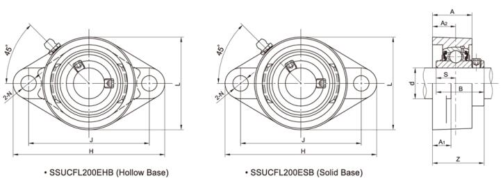 Stainless Steel Bearing Housing SSUCFL208 ESB