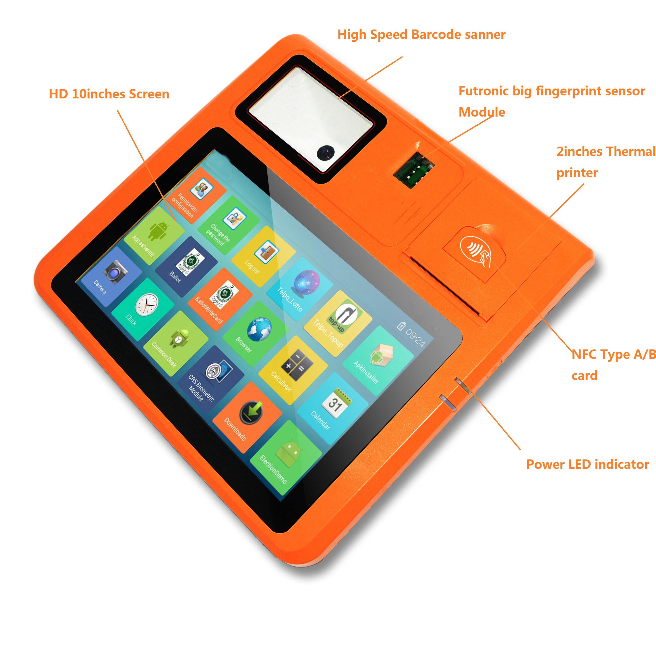 4G android MPOS with fingeprint