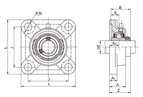 4-Bolt Flange Bearing housing UCF307