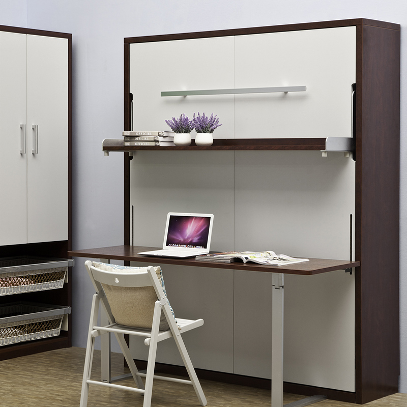 Stylish Murphy wall bed with desk