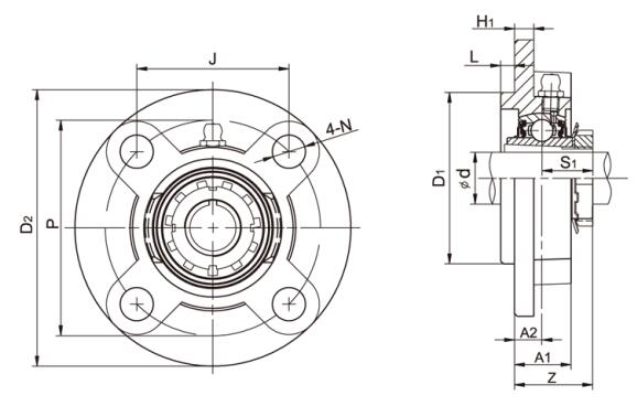 Flange Cartridge Bearing Housing UKFC211